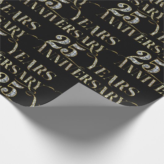 25. Hochzeitstag funkelnder Text Geschenkpapier (Ecke)