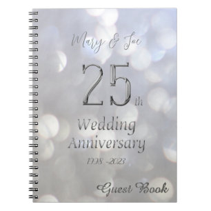 25. Hochzeitstag Gästebuch Silver Gray Notizblock