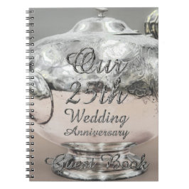 25. Hochzeitstag Gästebuch Silver Teapot Notizblock