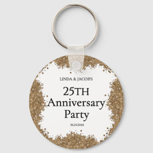 25. Hochzeitstag Gold Faux Glitter Schlüsselanhänger