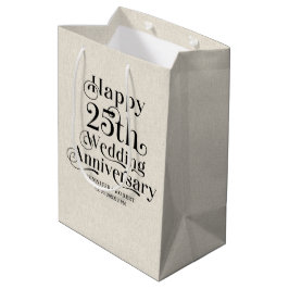 25. Hochzeitstag Gold Typografie Mittlere Geschenktüte