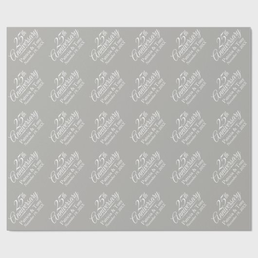 25. Hochzeitstag - grauer Hintergrund Geschenkpapier (Flach)