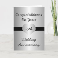 25. Hochzeitstag Grußkarte Silbernes Herz