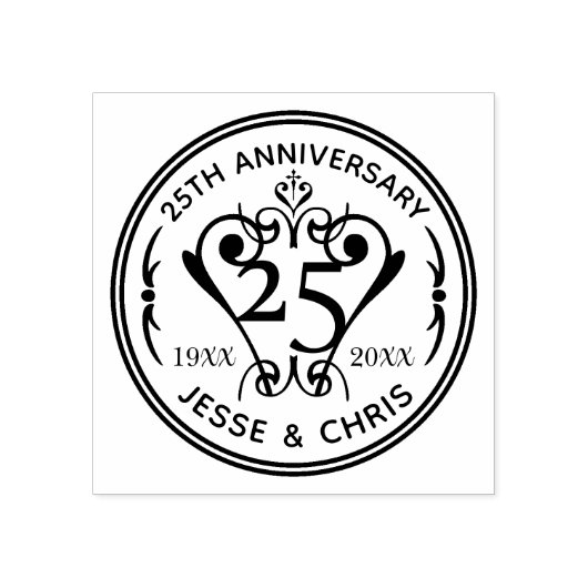 25. Hochzeitstag Gummistempel (Prägung)