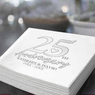 25. Hochzeitstag Herz angepasste Grafik Servietten Mit Folie