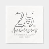 25. Hochzeitstag Herz angepasste Grafik Servietten Mit Folie (Vorderseite)