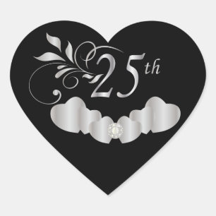 *25. Hochzeitstag Herz-Aufkleber