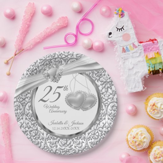 25. Hochzeitstag - Herz Pappteller (Party)