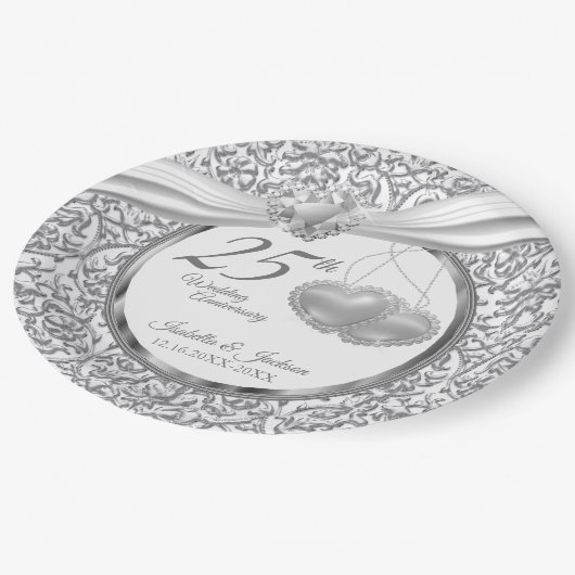 25. Hochzeitstag - Herz Pappteller (Schrägansicht)