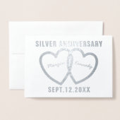 25. Hochzeitstag Herz-Silberfolie-Karte Folienkarte (Vorderseite mit Umschlag)