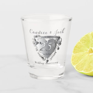 25. Hochzeitstag Herzschottglas Schnapsglas