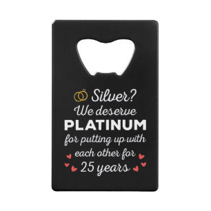 25. Hochzeitstag I - Silver Funny Couple Geldbeutel Flaschenöffner