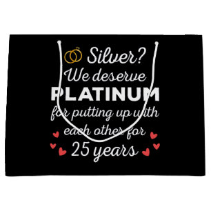 25. Hochzeitstag I - Silver Funny Couple Große Geschenktüte