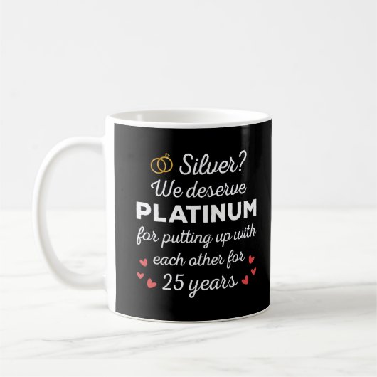 25. Hochzeitstag I - Silver Funny Couple Kaffeetasse (Links)