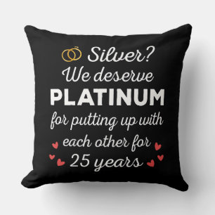 25. Hochzeitstag I - Silver Funny Couple Kissen