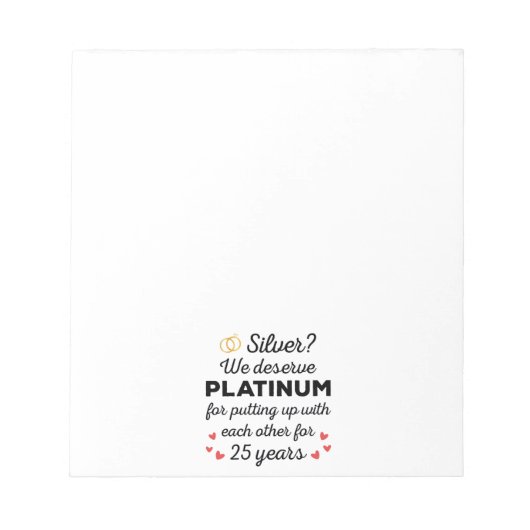 25. Hochzeitstag I - Silver Funny Couple Notizblock (Vorderseite)