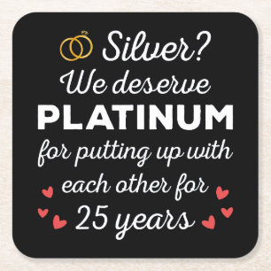25. Hochzeitstag I - Silver Funny Couple Rechteckiger Pappuntersetzer