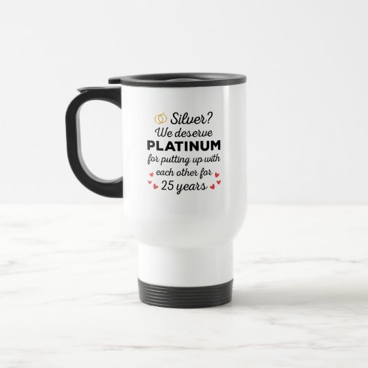 25. Hochzeitstag I - Silver Funny Couple Reisebecher (Links)