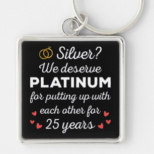 25. Hochzeitstag I - Silver Funny Couple Schlüsselanhänger