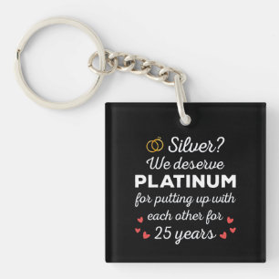 25. Hochzeitstag I - Silver Funny Couple Schlüsselanhänger
