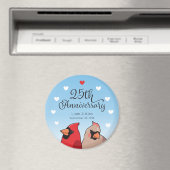 25. Hochzeitstag, Kardinal Bird and Hearts Magnet (In Situ (Geschirrspüler))