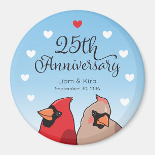 25. Hochzeitstag, Kardinal Bird and Hearts Magnet
