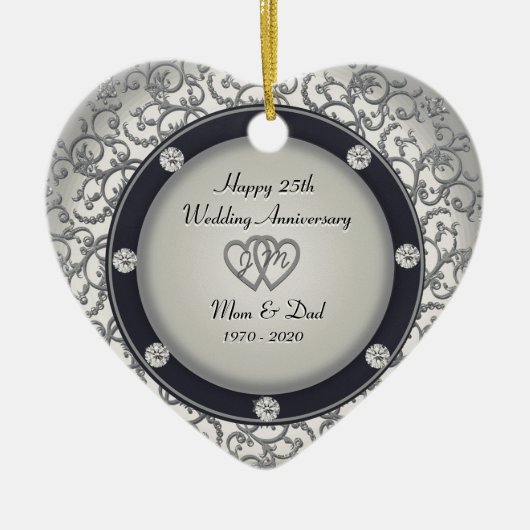 25. Hochzeitstag Keramikornament (Vorne)