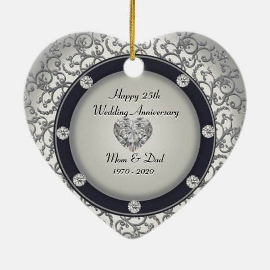 25. Hochzeitstag Keramikornament (Hinten)