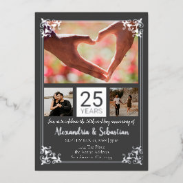 25. Hochzeitstag mit Rahmen Folieneinladung