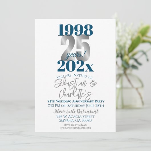 25. Hochzeitstag Moderne Einladung (Stehend Vorderseite)