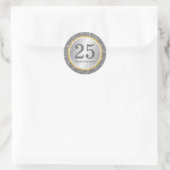 25. Hochzeitstag Modernes Silber & Gold Runder Aufkleber (Tasche)