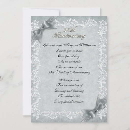 25. Hochzeitstag Party Einladung elegant (Vorderseite)