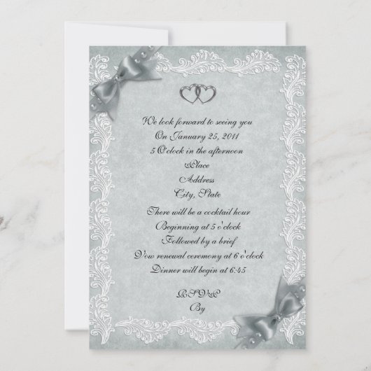 25. Hochzeitstag Party Einladung elegant (Rückseite)