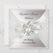 25. Hochzeitstag Party Lace Pearl White Einladung (Vorderseite)