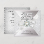 25. Hochzeitstag Party Pearl Silver Einladung (Vorne/Hinten)