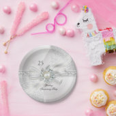 25. Hochzeitstag Party Pearl White Silver Pappteller (Party)