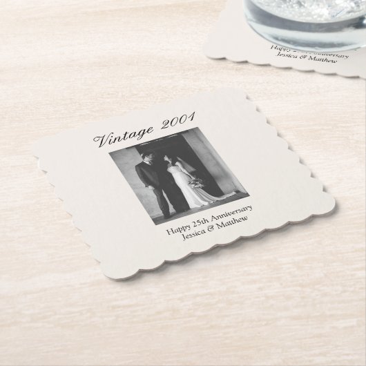 25. Hochzeitstag-Party personalisiertes Foto Untersetzer (angewinkelt)
