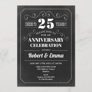 25. Hochzeitstag-Party - Schiefertafel Einladung