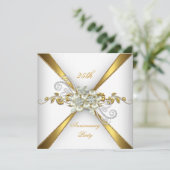 25. Hochzeitstag Pearl Gold Silver Einladung (Stehend Vorderseite)