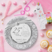 25. Hochzeitstag - Pearl White und Silver Pappteller (Party)