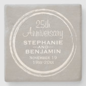 25. Hochzeitstag Personalisiert Steinuntersetzer (Vorderseite)