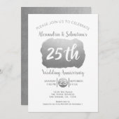 25. Hochzeitstag Personalisierte Imitate Silber Einladung (Vorne/Hinten)
