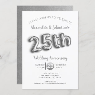 25. Hochzeitstag Personalisierte Imitate Silber Einladung