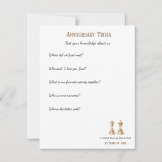 25. Hochzeitstag Quizspiel Elegantes Gold Mitteilungskarte