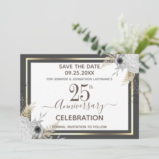 25. Hochzeitstag Save the Date Einladung (Stehend Vorderseite)