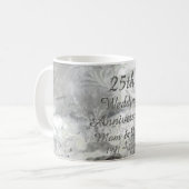 25. Hochzeitstag-schicke silberne Typografie Kaffeetasse (Vorderseite Links)