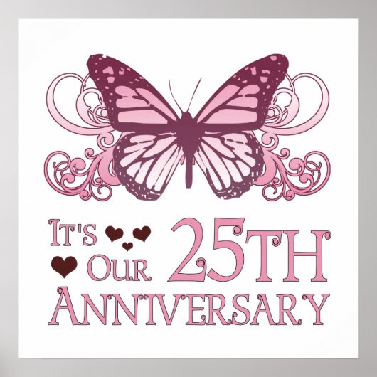 25. Hochzeitstag (Schmetterling) Poster (Vorne)