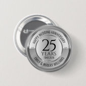25. Hochzeitstag Schwarz-Silber-Taste Button (Vorne & Hinten)