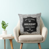 25. Hochzeitstag Schwarzer und Silberner Glitzer Kissen (Stuhl )