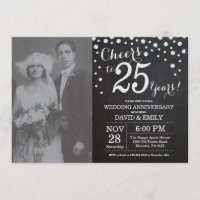 25. Hochzeitstag Schwarzes Silber Chalkboard